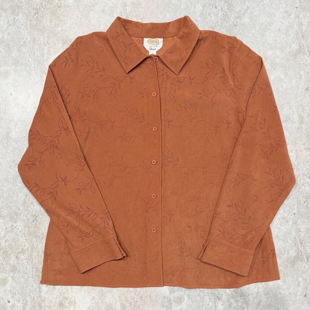 Talbots Faux Suede Praire Long Sleeve Buttoned Down Shirt.